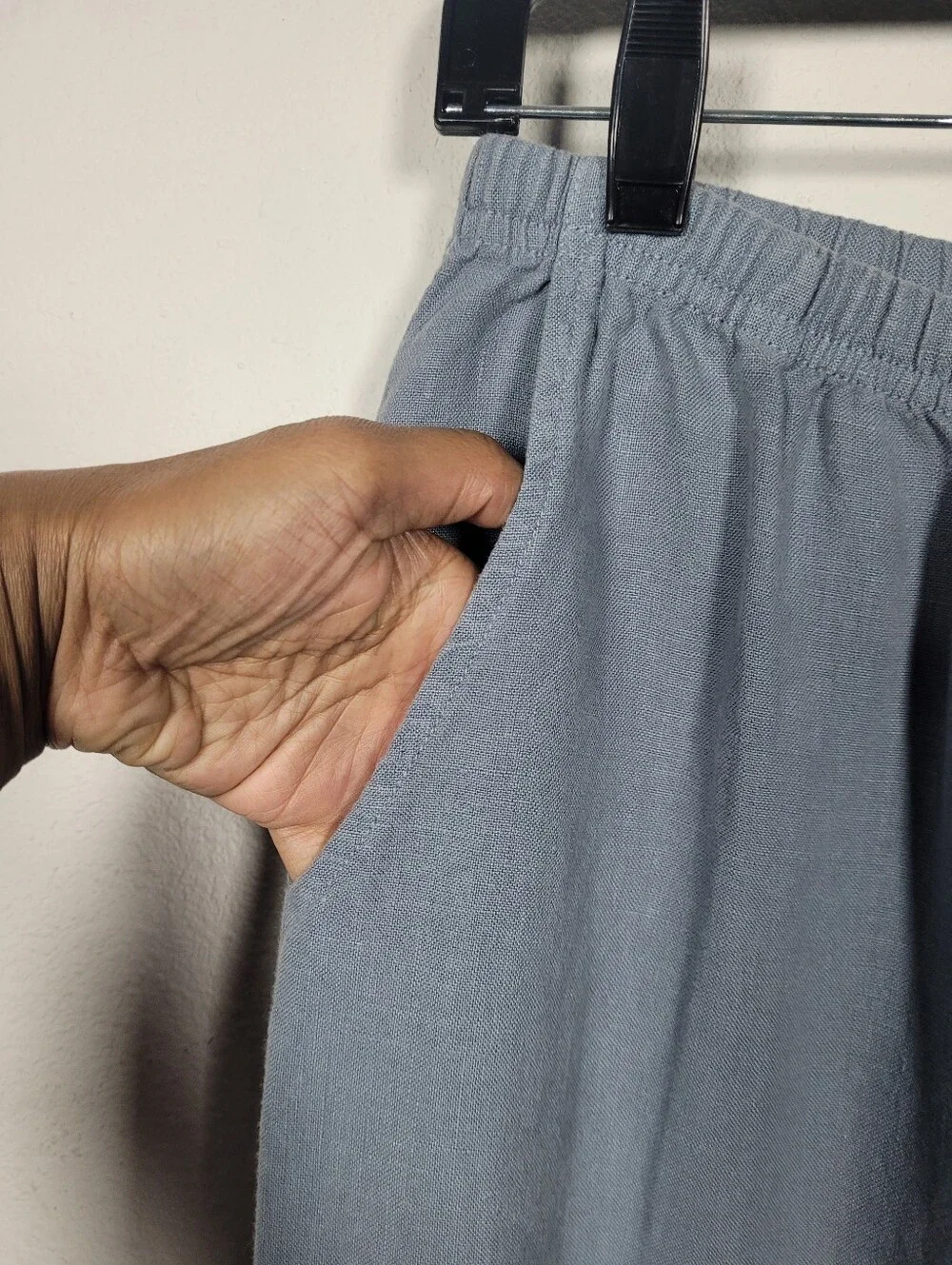 J. Jill 100% Linen 2-Piece Pant Set Blue Button Jacket & Drawstring Pants Small